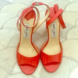 Jimmy Choo Ankle Wrap Patent Leather Heels